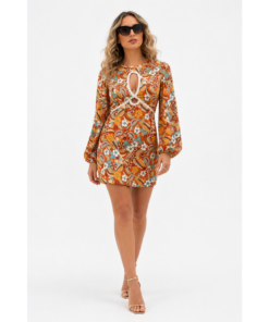 Mini Floral Φόρεμα με Άνοιγμα & Open Back