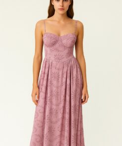 Φόρεμα κιπούρ με κεντήματα και λεπτές τιράντες