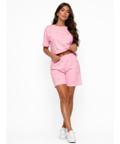 Γυναικείο Σετ με Στρας – Crop Top & Shorts 100% Βαμβάκι