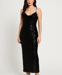 Alternative view of Φόρεμα μάυρο όλο παγιέτα