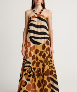 Αέρινο μάξι τύπου λινό φόρεμα