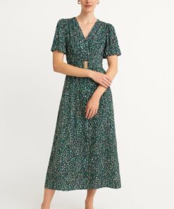 Φόρεμα εμπριμέ με ζώνη