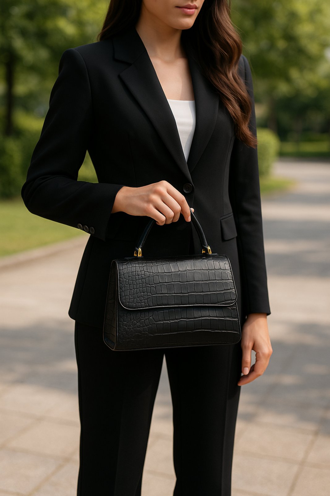 Handbag με ανάγλυφη υφή τύπου κροκόδειλου