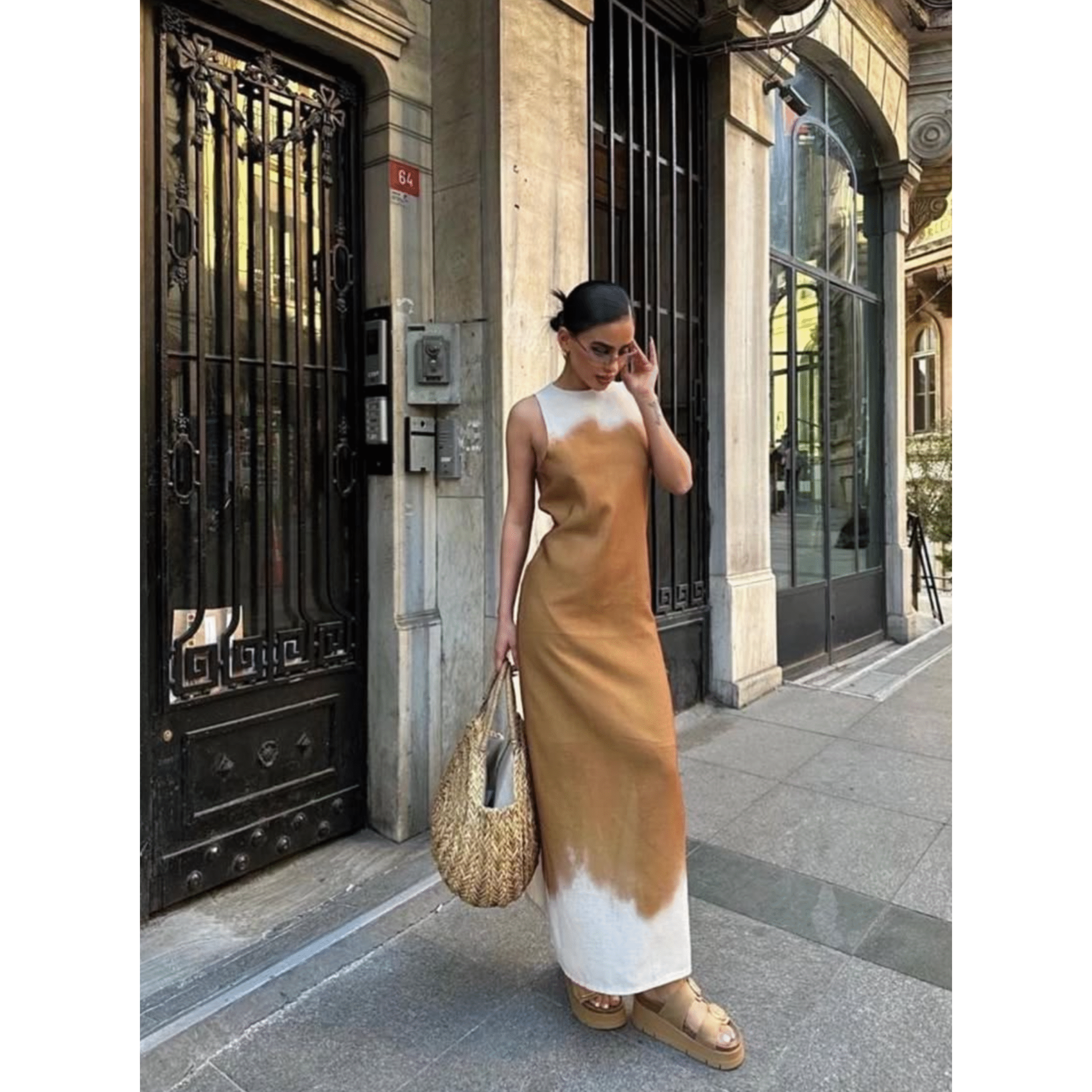 Φόρεμα λινό ίσια γραμμή - Image 2