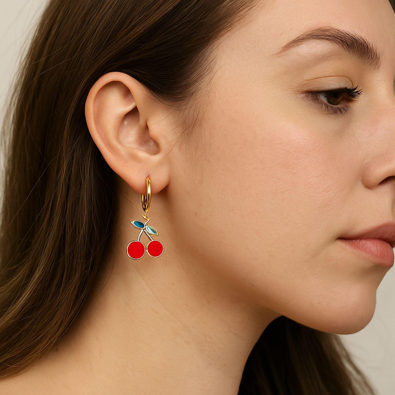 Σκουλαρίκια κερασάκια με χρυσή βάση