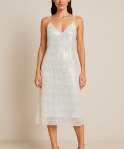 Φόρεμα με κρόσσια μίντι