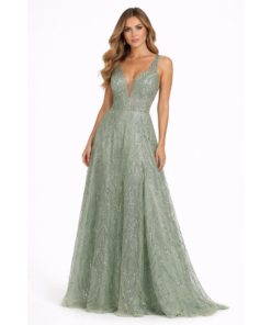 Φόρεμα αμπιγιέ σε παστέλ φυστικί  plus size