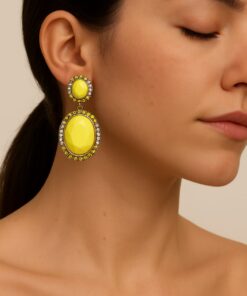 Σκουλαρίκι κίτρινες πέτρες και στρας