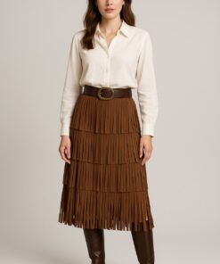 Φούστα σουέτ με κρόσσια