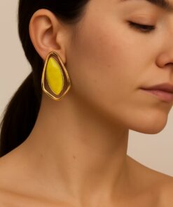 Σκουλαρίκι κίτρινος λίθος