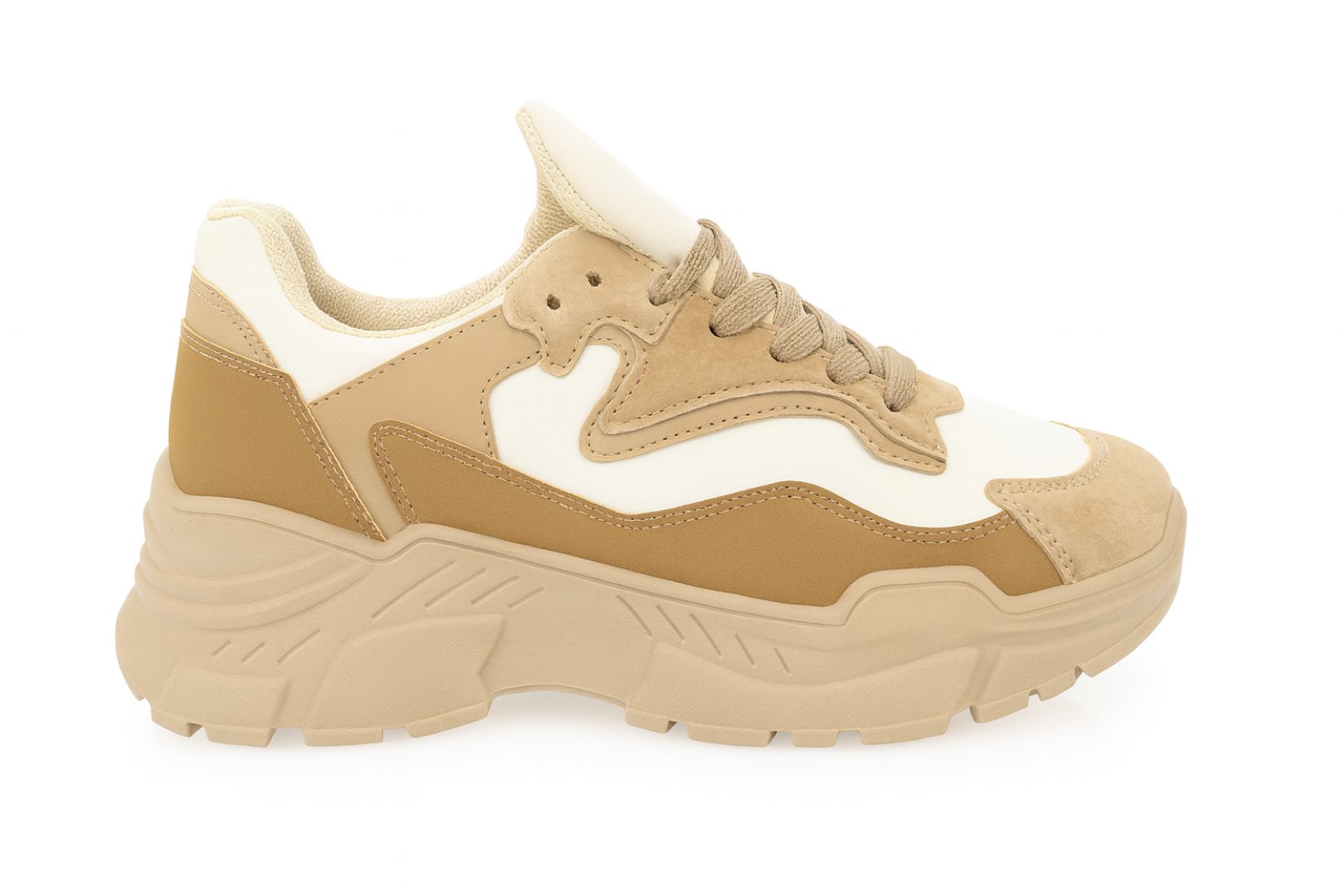 Αθλητικό sneaker ταμπά-μπεζ
