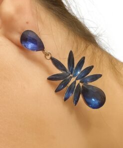 Σκουλαρίκι με μπλε πετράδια-δάκρυα