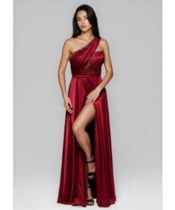 Αμπιγιέ φόρεμα με έναν ώμο και elegant διακόσμηση