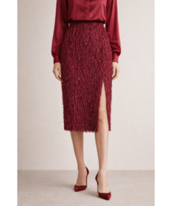 Φούστα με κρόσσια και μεταλλική κλωστή