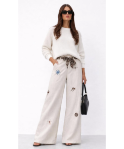 Γυναικείο Jean Baggy με Κεντήματα & Leopard Ζώνη