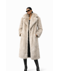 Μακριά Μπεζ-Γκρι Γούνα