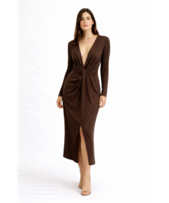 Elegant Midi Φόρεμα με Μακριά Μανίκια