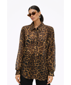 Λεοπάρ Πουκάμισο με Διάτρητα Μανίκια