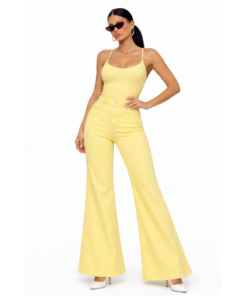 Ψηλόμεσο Ελαφρύ και Maxi Τζιν Παντελόνι με Έντονη Α Γραμμή