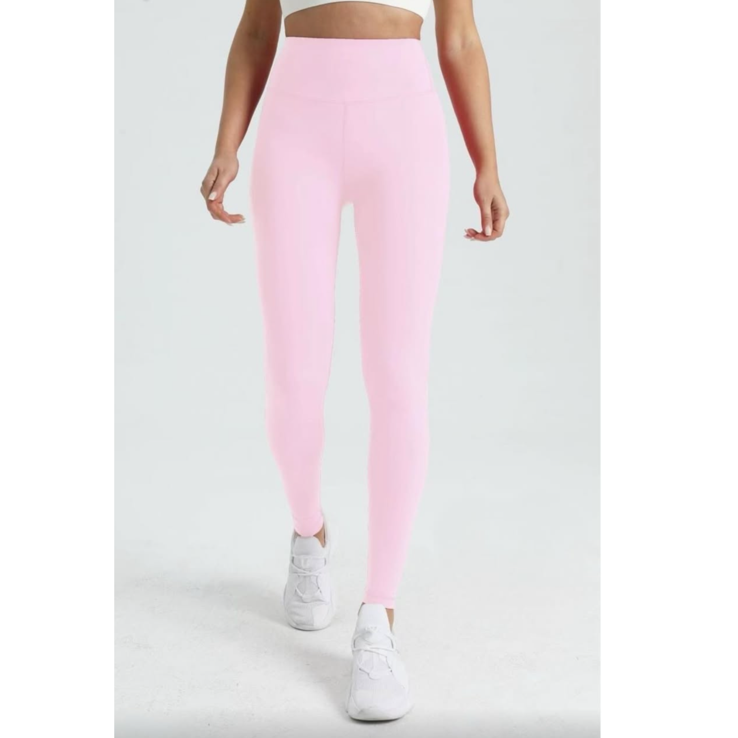 Ελαστικό Κολάν Ψηλόμεσο Baby Pink – Εφαρμοστό με Διπλή Ράφη & Ενισχυμένο Ύφασμα