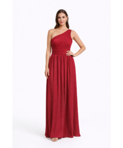 Μάξι Φόρεμα Με One-Shoulder και Πλισέ Μπούστο