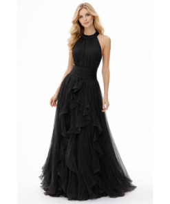 Ρομαντικό Maxi Φόρεμα με Βολάν & Πλισέ Λεπτομέρειες