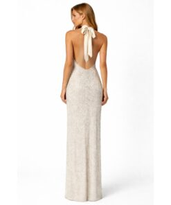 Alternative view of Maxi Φόρεμα Halter Με Τρουκς & Ανοιχτή Πλάτη με Δέσιμο Φιόγκο