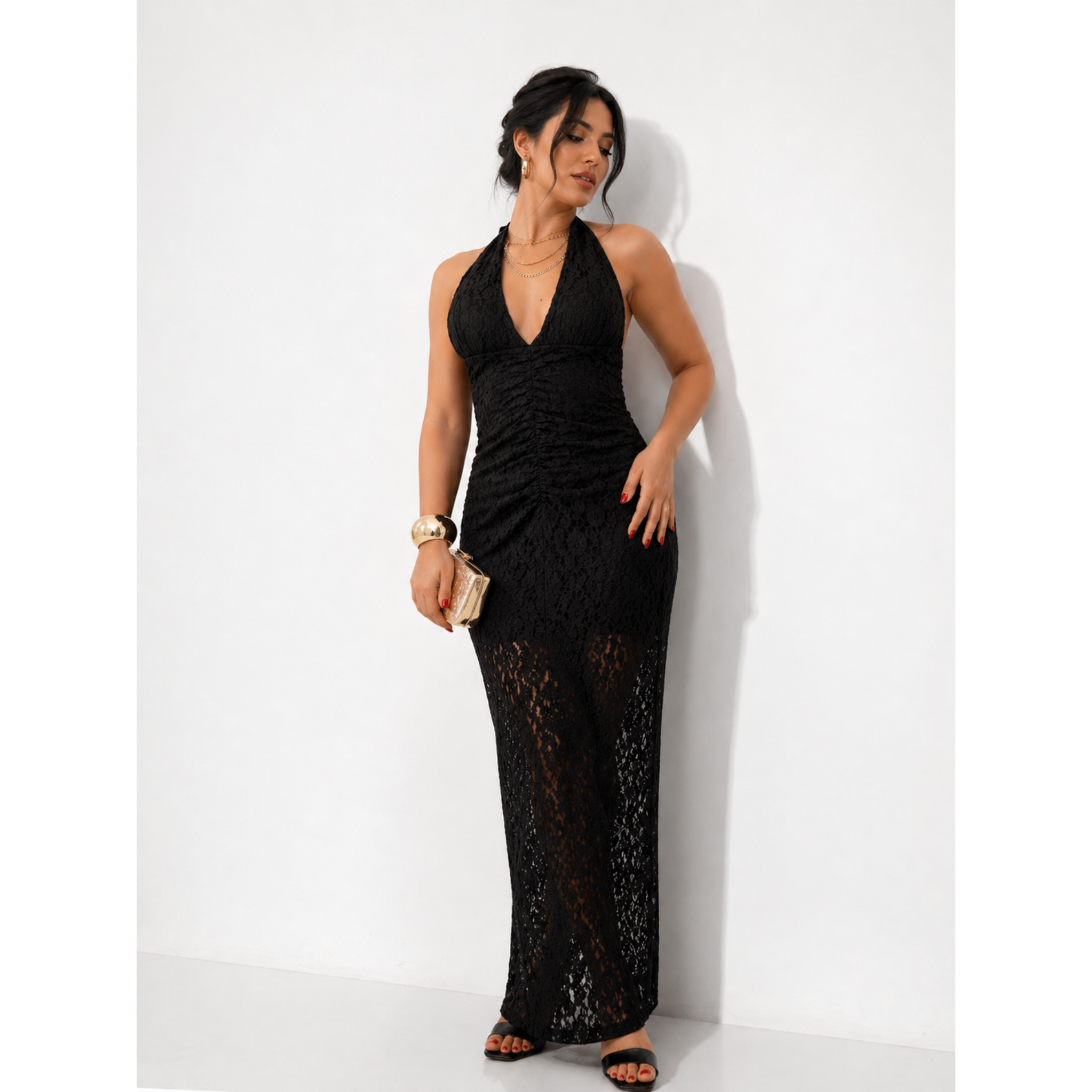 Elegant Maxi Δαντελένιο Φόρεμα